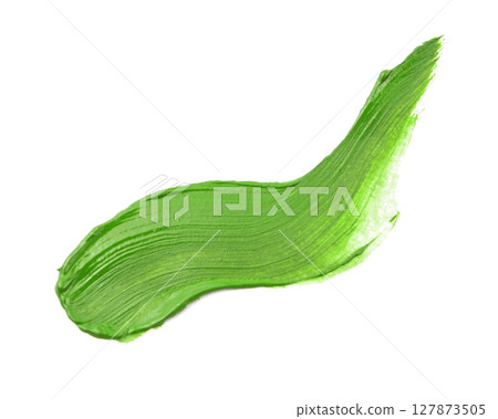 Abstract brushstroke of green paint isolated on white 127873505