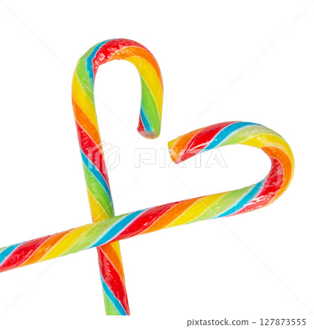 Christmas candy cane. Isolated on white background with clipping path Christmas candy cane. Isolated on white background with clipping path 127873555