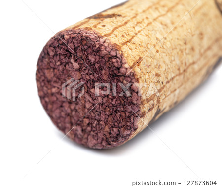 Wine cork vintage isolated on the white background 127873604