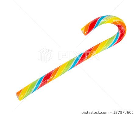 Christmas candy cane. Isolated on white background with clipping path Christmas candy cane. Isolated on white background with clipping path 127873605