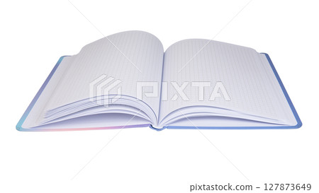 an open notebook isolated on a white background 127873649