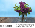bouquet of beautiful blooming lilacs spring flowers with space for text 127873727