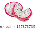 Dragonfruit pink isolated against white background 127873735