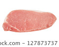 slices of raw pork meat isolated on white background 127873737