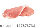 slices of raw pork meat isolated on white background 127873738