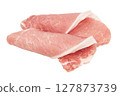 slices of raw pork meat isolated on white background 127873739