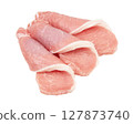 slices of raw pork meat isolated on white background 127873740