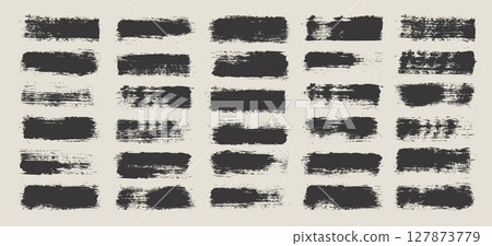 Grunge brush strokes, lines, ink smudges, hand-drawn scribble shapes. Handmade sketchy marks, acrylic stains, charcoal streaks. Paint textures, dry brush effect. Marker underline. Vector illustration 127873779