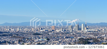 Aerial view of Mt. Fuji and Saitama New City in Saitama Prefecture Aerial view of Mt. Fuji and Saitama New City in Saitama Prefecture 127873861