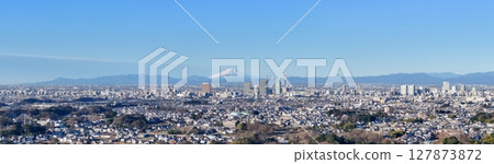 Aerial view of Mt. Fuji and Saitama New City in Saitama Prefecture 127873872