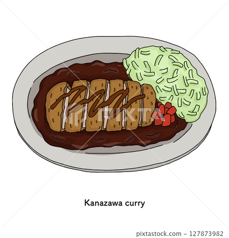 Ishikawa Prefecture_Kanazawa curry Line drawing illustration 127873982