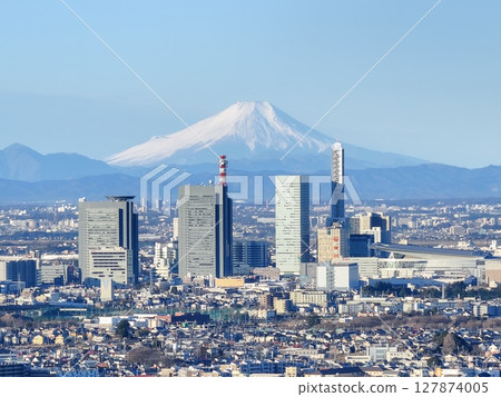 埼玉縣富士山和埼玉新城的鳥瞰圖 127874005