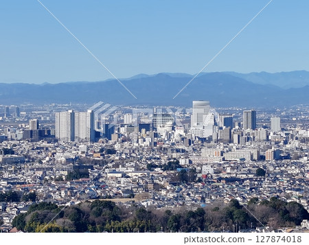 Aerial view of Mt. Fuji and Saitama New City in Saitama Prefecture 127874018