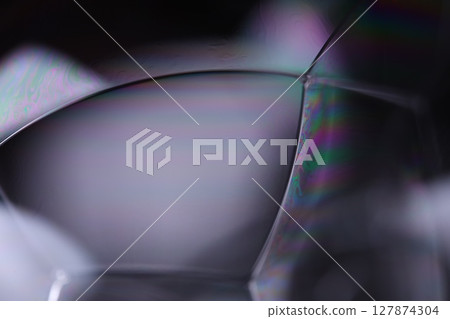 Silver liquid reflection, grey background, melted aluminium surface, liquid glass effects 127874304