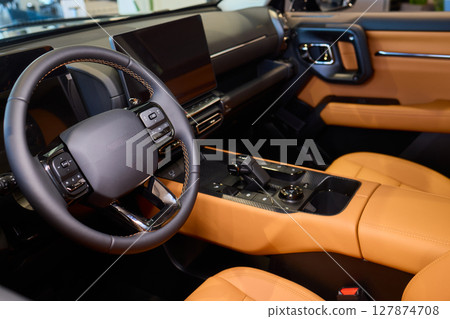 Discover the Stylish Car Interior with Premium Leather Seats for elegance and comfort Discover the Stylish Car Interior with Premium Leather Seats for elegance and comfort 127874708