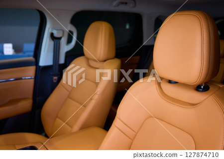 Discover the Stylish Car Interior with Premium Leather Seats for elegance and comfort 127874710