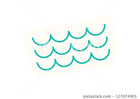 Brutalist wave abstract element sticker. Minimal form and shape of a figure create a modern element. Flat style and y2k aesthetics, ideal for contemporary graphic projects bold designs. 127874903