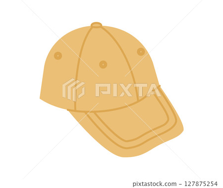 Fitted Cap Baseball Hat. Summer Head Fashion accessory clothing technical illustration. Vector headgear for Men 127875254