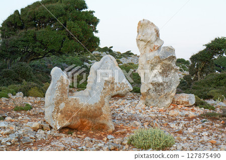 Natural horse-shaped rock formation on the island of Skyros 127875490