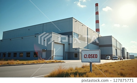 Once modern factory now stands silent, its assembly lines idle, a stark reminder of economic turmoil and lost jobs 127875771