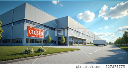 Once modern factory now stands silent, its assembly lines idle, a stark reminder of economic turmoil and lost jobs 127875775