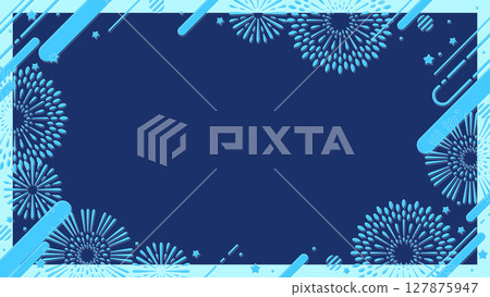 復古流行煙火插畫框，16：9尺寸 127875947