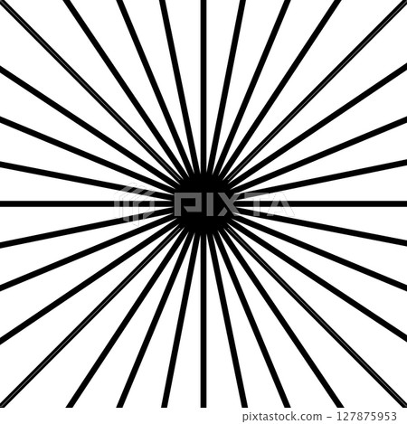 Straight radial lines is square shape. Sun rays symbol isolated on white background. Sunburst, sunrise or sunset sign. Radiance, explosion or firework pictogram. Vector graphic illustration 127875953