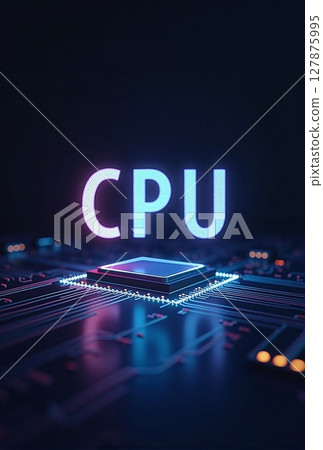 close-up of a powerful CPU on a modern motherboard, poised to tackle intricate calculations with lightning-fast precision 127875995