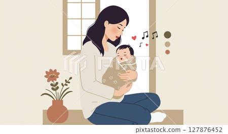 The affection of happy parents holding their baby with tender eyes The affection of happy parents holding their baby with tender eyes 127876452