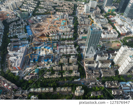 Shenzhen ,China - July 18,2022: Aerial view of landscape in Shenzhen city, China 127876947