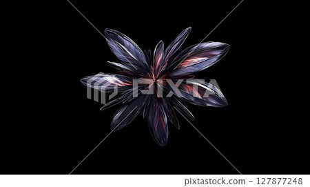 Abstract dark metallic flower 3 d render isolated black background 127877248