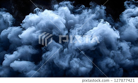 Abstract blue and white smoke clouds background texture 127877421