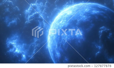 Abstract blue nebula cosmic art swirling vibrant colors 127877878