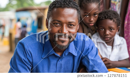dedicated teacher leans over student's desk, providing attentive guidance on writing exercise while books and learning materials surround them, fostering nurturing environment dedicated teacher leans over student's desk, providing attentive guidance on writing exercise while books and learning materials surround them, fostering nurturing environment 127878151