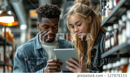 compassionate teacher engages student requiring special support, utilizing ipad for personalized learning in bright, inclusive classroom filled resources compassionate teacher engages student requiring special support, utilizing ipad for personalized learning in bright, inclusive classroom filled resources 127878153