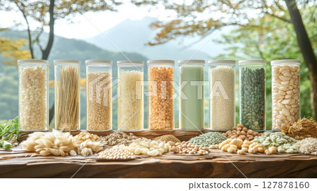 Informative advertisement displays various seed packets arranged neatly graphics illustrating planting depth, temperature guidance, and harvest timelines, promoting effective gardening practices 127878160