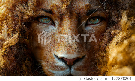 A face that resembles a hybrid of a human and a lion 127878201