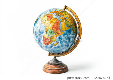 Earth globe watercolor isolated on white background. 127878261