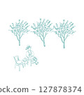A simple illustration of a woman resting by a tree A simple illustration of a woman resting by a tree 127878374