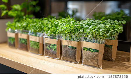 rows of neatly aligned seed packets feature colorful plant images, creating appealing retail display setup invites shoppers explore various gardening options for their projects 127878566