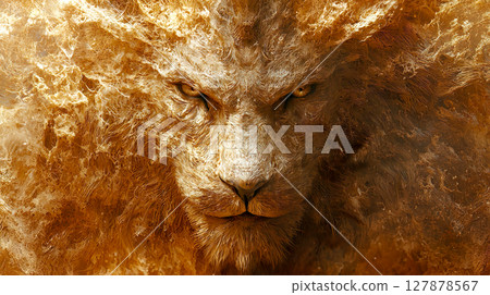 獅子狀動物臉的抽象插圖 127878567