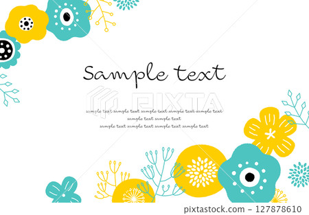 斯堪的納維亞風格植物框架向量插圖綠色 x 黃色 127878610