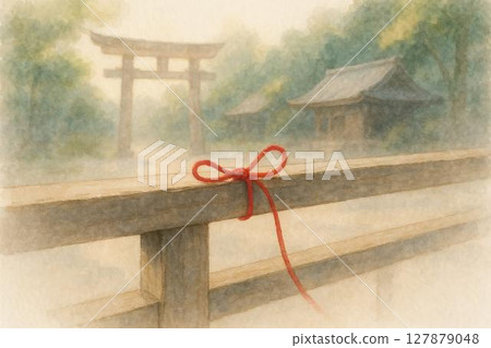 Torii gate painted in watercolor Torii gate painted in watercolor 127879048