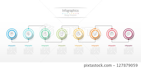 Infographic 8 options design elements for your business data. Vector Illustration. 127879059