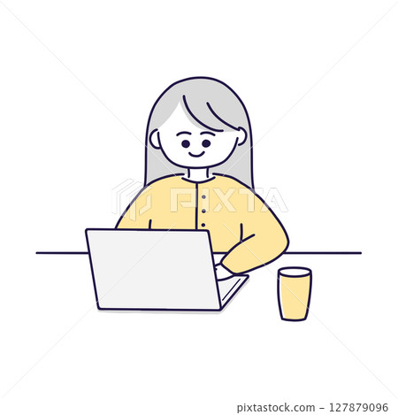一個微笑著做文案工作的女人 一個微笑著做文案工作的女人 127879096