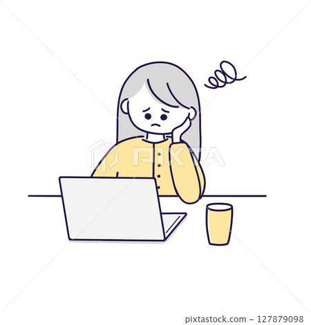 辦公桌工作有困難的女人 127879098