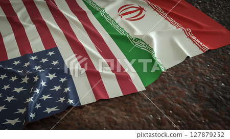 The American and Iran flag for war crisis concept 3d Rendering. 127879252