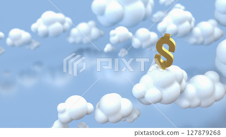The Gold dollar symbol on Cloud for Business or technology concept 3d Rendering. The Gold dollar symbol on Cloud for Business or technology concept 3d Rendering. 127879268