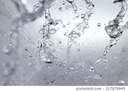 Water splashes on a gray background. 127879949