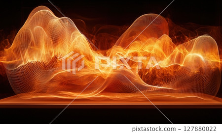 pendulum swings gracefully, creating glowing light trails in long exposure shot visual demonstrates harmonic motion and principles of energy conservation beautifully night 127880022